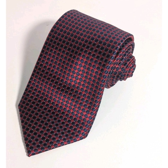NAUTICA 100% Silk Tie Men's Satin Red And Blue  Necktie‎ 3"X58" EUC - Picture 1 of 6